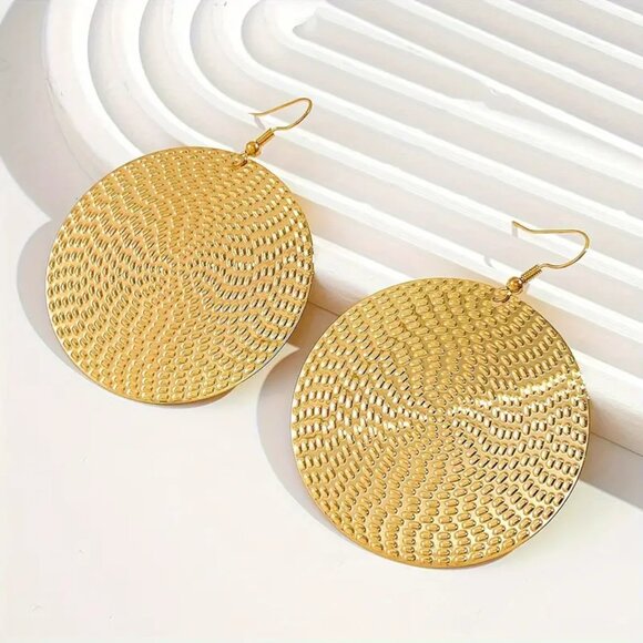 GOLDEN DISC EARRINGS - Picture 2 of 2
